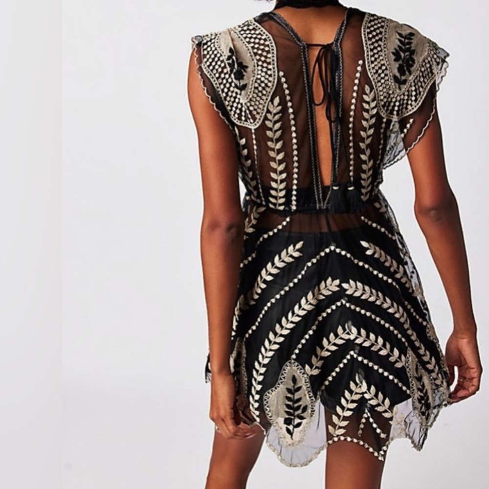 Free People Ollari Ethereal Embroidered Lace Mini Dress in Black - Picture 3 of 11